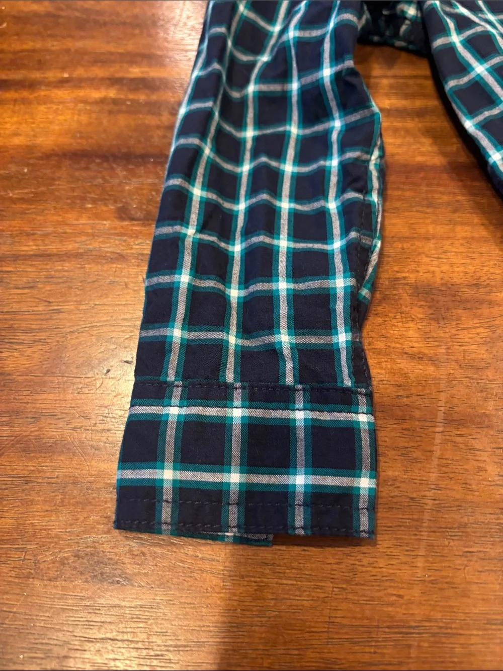 Gymboree Navy and Green Plaid Button-Down Shirt. 3T